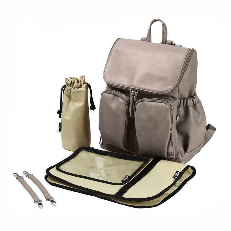 OiOi Faux Leather Nappy Backpack - Taupe
