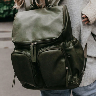 OiOi Faux Leather Nappy Backpack - Olive