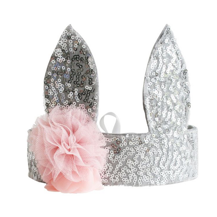 Alimrose Sequin Bunny Crown -  Silver