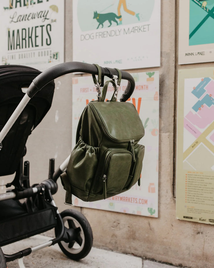 OiOi Faux Leather Nappy Backpack - Olive