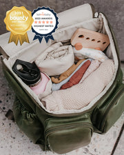 OiOi Faux Leather Nappy Backpack - Olive