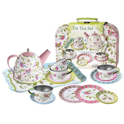 Kaper Katz Bird Tin Tea Set Suitcase