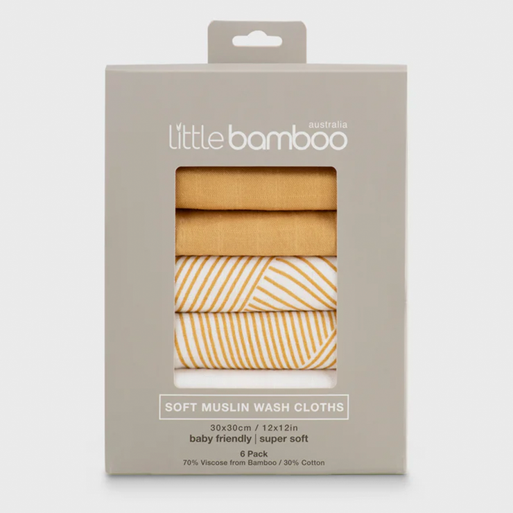 Little Bamboo Muslin Washers - Marigold