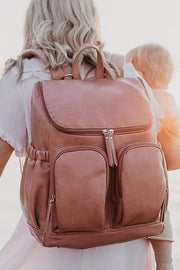 OiOi Faux Leather Nappy Backpack - Dusty Rose