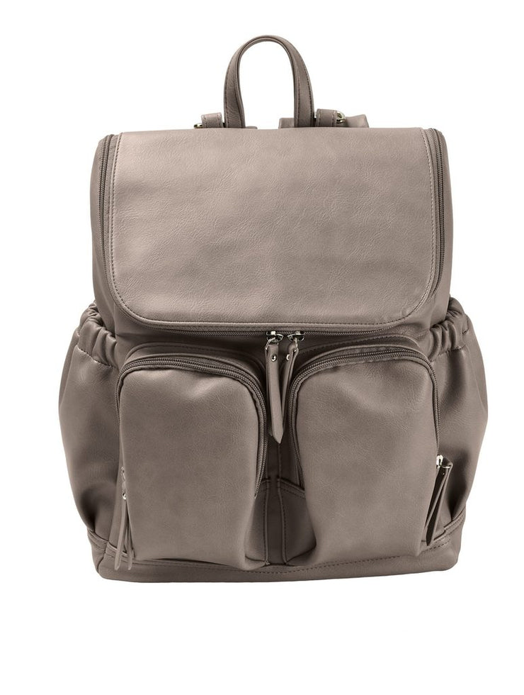 OiOi Faux Leather Nappy Backpack - Taupe