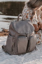OiOi Faux Leather Nappy Backpack - Taupe