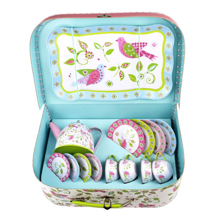Kaper Katz Bird Tin Tea Set Suitcase
